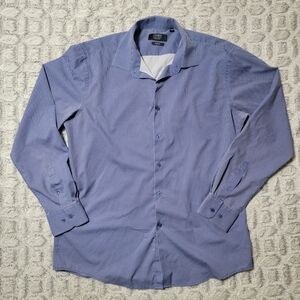 Jones New York Signature Long Sleeve Shirt | Blue | Large Slim Fit | Men's